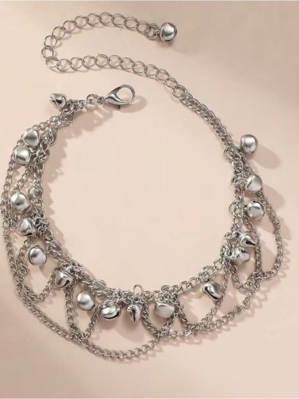 Silver Dainty Bell Charm Anklet - Picture 5 of 5